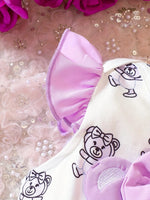 0-3 Jahre alte Kleinkinder, süße lila Schleifenbär-Kleider für Mädchen, günstig - flohmarkt-deutschland.shop