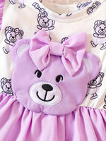 0-3 Jahre alte Kleinkinder, süße lila Schleifenbär-Kleider für Mädchen, günstig - flohmarkt-deutschland.shop