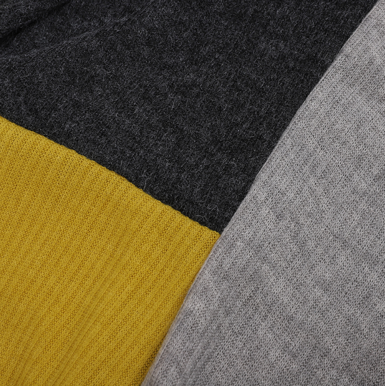 Color Block Loose Knit Sweater with Patchwork Design