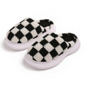 Plush Cotton Non-Slip Thick Bottom Plaid Slippers