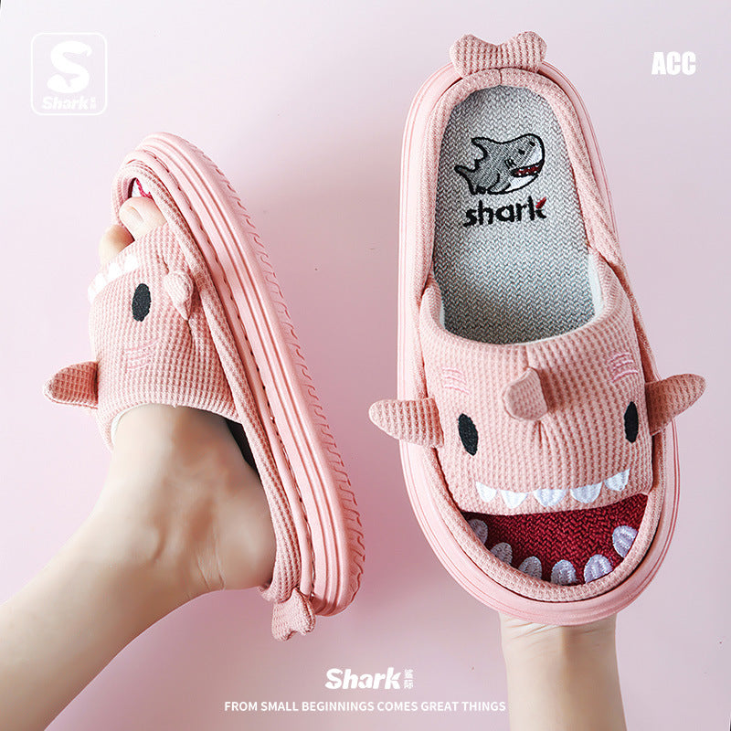 Cute Shark Slippers for Women - Indoor Non-Slip Linen