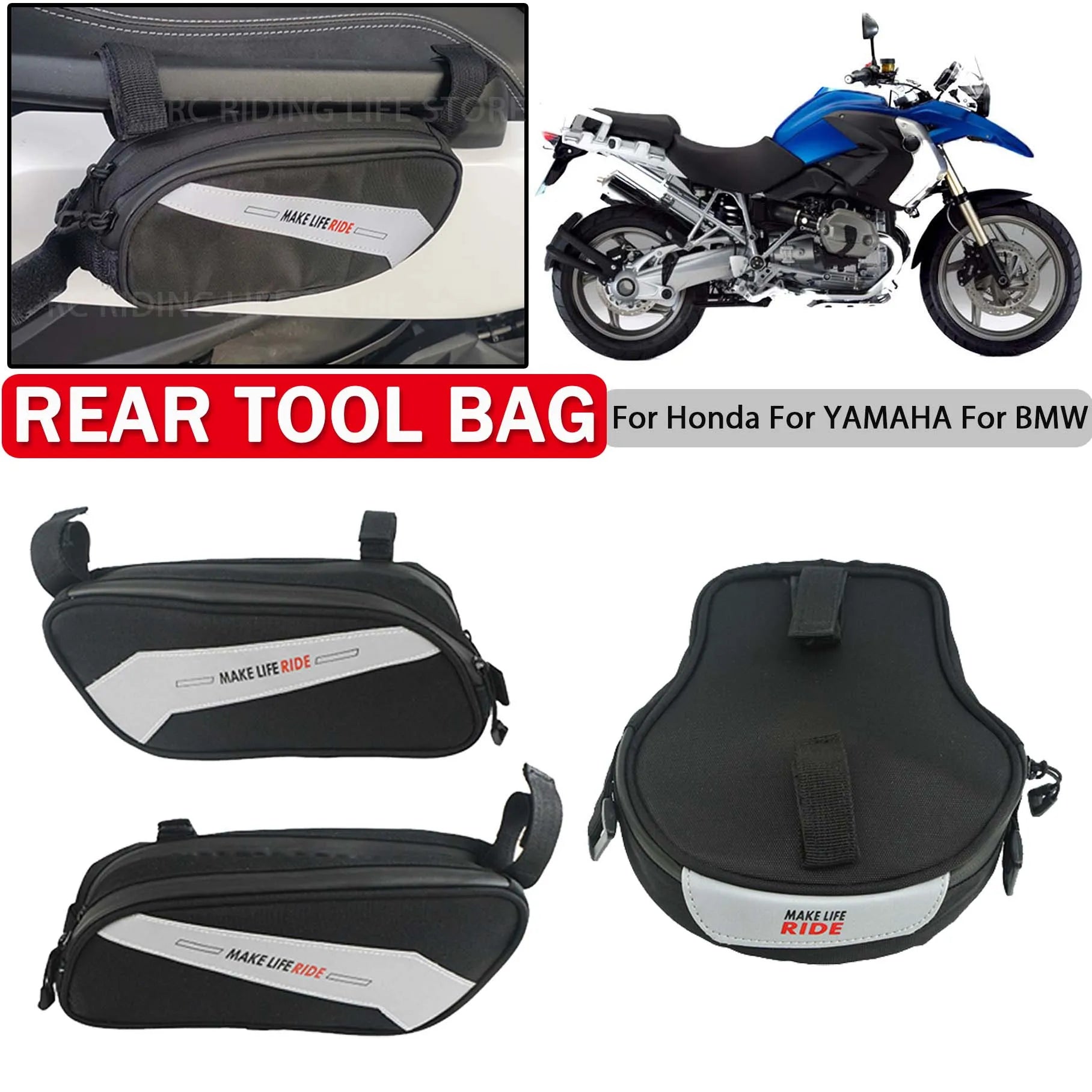 Motorcycle For BMW R 1200 1250 GS For Yamaha For Honda For Suzuki Tool Bag Side Tail Luggage Rack Gap Toolbag Night Reflective