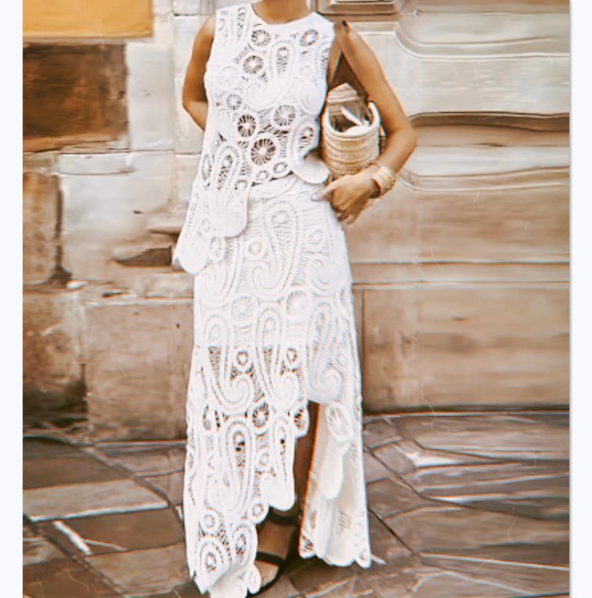2023 Women's Fashion Knit Crop Top and Skirt Set