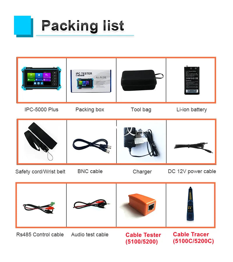 CCTV Tester IP camera ahd mini monitor 4k HDMI VGA IPC tester CCTV poe portable monitor cftv camera cable testing ONVIF PTZ
