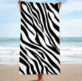 Zebra Print Microfiber Beach Towel - Oversized & Absorbent