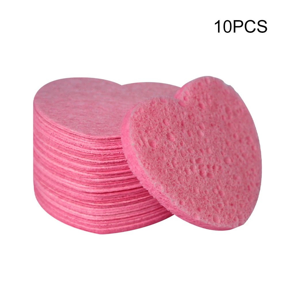 10-teiliger herzförmiger Faserschwamm, Gesichtspeeling, natürlicher Schwamm, Gesichtsreinigung, Massage, Poren, Peeling, Make-up - flohmarkt-deutschland.shop