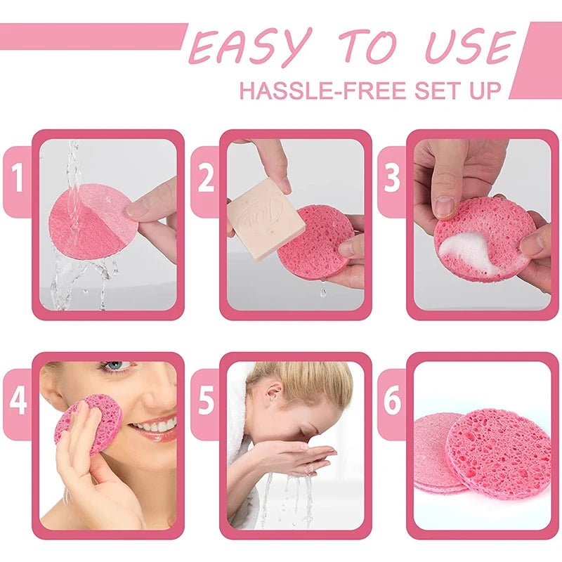 10-teiliger herzförmiger Faserschwamm, Gesichtspeeling, natürlicher Schwamm, Gesichtsreinigung, Massage, Poren, Peeling, Make-up - flohmarkt-deutschland.shop
