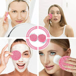 10-teiliger herzförmiger Faserschwamm, Gesichtspeeling, natürlicher Schwamm, Gesichtsreinigung, Massage, Poren, Peeling, Make-up - flohmarkt-deutschland.shop