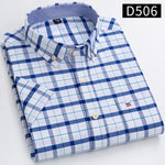 100% Baumwolle Atmungsaktiv Männer Oxford Kurzarm Sommer Plaid Shirts Gestreiften Männliche Kleidung Business Regular Fit Übergroßen - flohmarkt-deutschland.shop