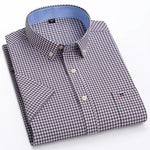 100% Baumwolle Atmungsaktiv Männer Oxford Kurzarm Sommer Plaid Shirts Gestreiften Männliche Kleidung Business Regular Fit Übergroßen - flohmarkt-deutschland.shop