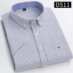 100% Baumwolle Atmungsaktiv Männer Oxford Kurzarm Sommer Plaid Shirts Gestreiften Männliche Kleidung Business Regular Fit Übergroßen - flohmarkt-deutschland.shop