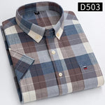 100% Baumwolle Atmungsaktiv Männer Oxford Kurzarm Sommer Plaid Shirts Gestreiften Männliche Kleidung Business Regular Fit Übergroßen - flohmarkt-deutschland.shop