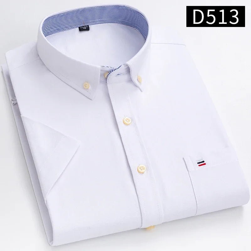 100% Baumwolle Atmungsaktiv Männer Oxford Kurzarm Sommer Plaid Shirts Gestreiften Männliche Kleidung Business Regular Fit Übergroßen - flohmarkt-deutschland.shop