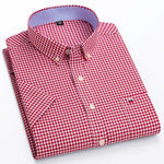 100% Baumwolle Atmungsaktiv Männer Oxford Kurzarm Sommer Plaid Shirts Gestreiften Männliche Kleidung Business Regular Fit Übergroßen - flohmarkt-deutschland.shop