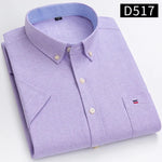 100% Baumwolle Atmungsaktiv Männer Oxford Kurzarm Sommer Plaid Shirts Gestreiften Männliche Kleidung Business Regular Fit Übergroßen - flohmarkt-deutschland.shop