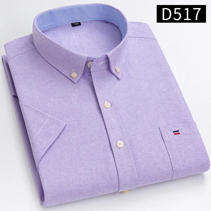 100% Baumwolle Atmungsaktiv Männer Oxford Kurzarm Sommer Plaid Shirts Gestreiften Männliche Kleidung Business Regular Fit Übergroßen - flohmarkt-deutschland.shop