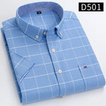 100% Baumwolle Atmungsaktiv Männer Oxford Kurzarm Sommer Plaid Shirts Gestreiften Männliche Kleidung Business Regular Fit Übergroßen - flohmarkt-deutschland.shop