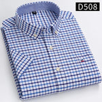100% Baumwolle Atmungsaktiv Männer Oxford Kurzarm Sommer Plaid Shirts Gestreiften Männliche Kleidung Business Regular Fit Übergroßen - flohmarkt-deutschland.shop