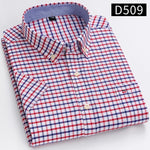 100% Baumwolle Atmungsaktiv Männer Oxford Kurzarm Sommer Plaid Shirts Gestreiften Männliche Kleidung Business Regular Fit Übergroßen - flohmarkt-deutschland.shop