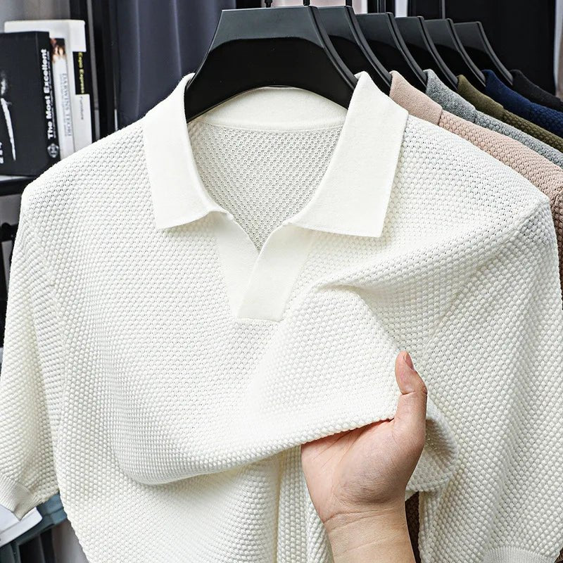 100% Cotton Short-sleeved POLO Shirt Men's Lapel Knitted T-shirt High-end Casual Bottoming Versatile Men's Short-sleeved Men's T - flohmarkt-deutschland.shop