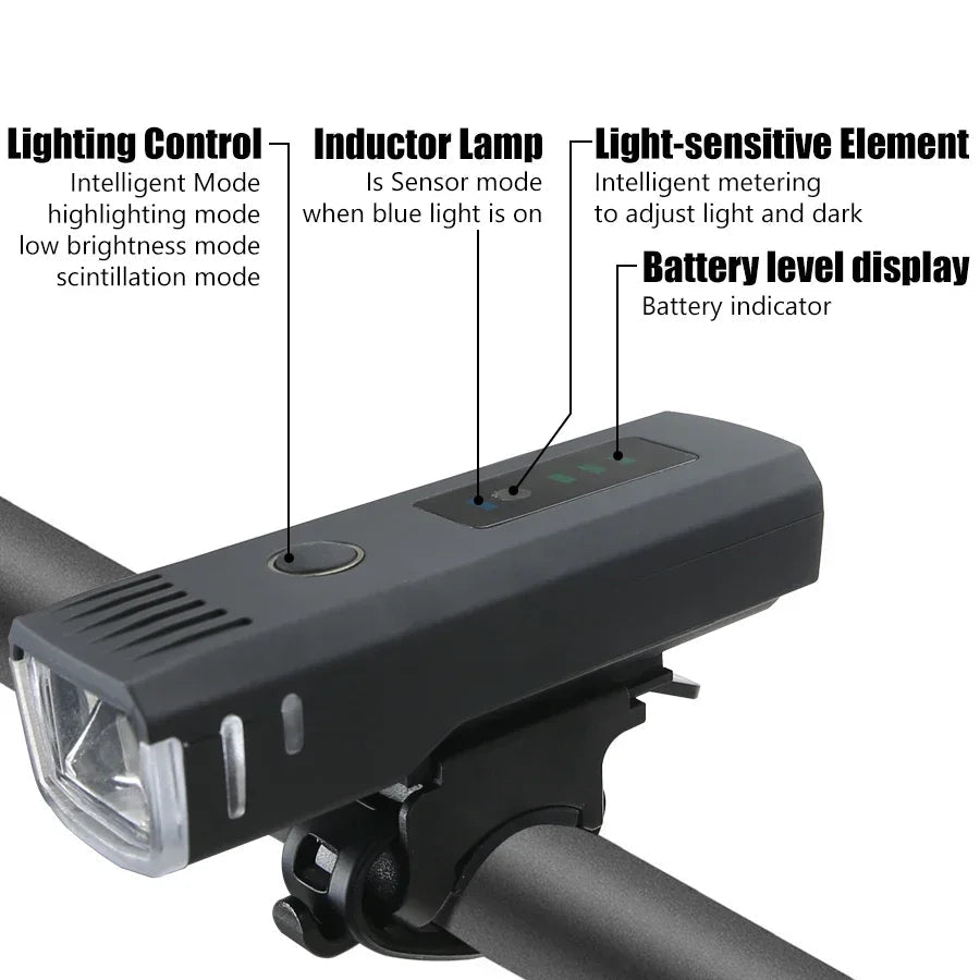 1000LM Fahrrad Led Front Licht LED USB Aufladbare Smart Sensor Rücklicht Wasserdichte Helle Taschenlampe Sicherheit Radfahren Lichter - flohmarkt-deutschland.shop