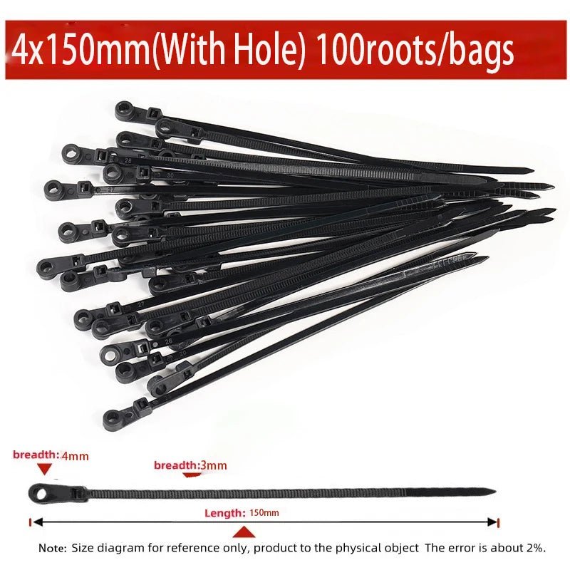 100PCS Screw Hole Nylon Cable Ties Multipurpose Duty Adjustable Self-locking Cord Ties Organizer Straps Fastening Loop - flohmarkt-deutschland.shop