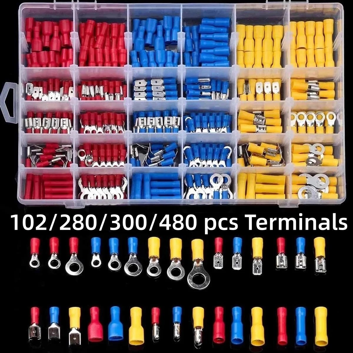 102/280/300/480PCS Wire Connector Kit Male Female Insulated Terminals Cold Crimp Terminals Assorted Crimp Terminals Spade - flohmarkt-deutschland.shop
