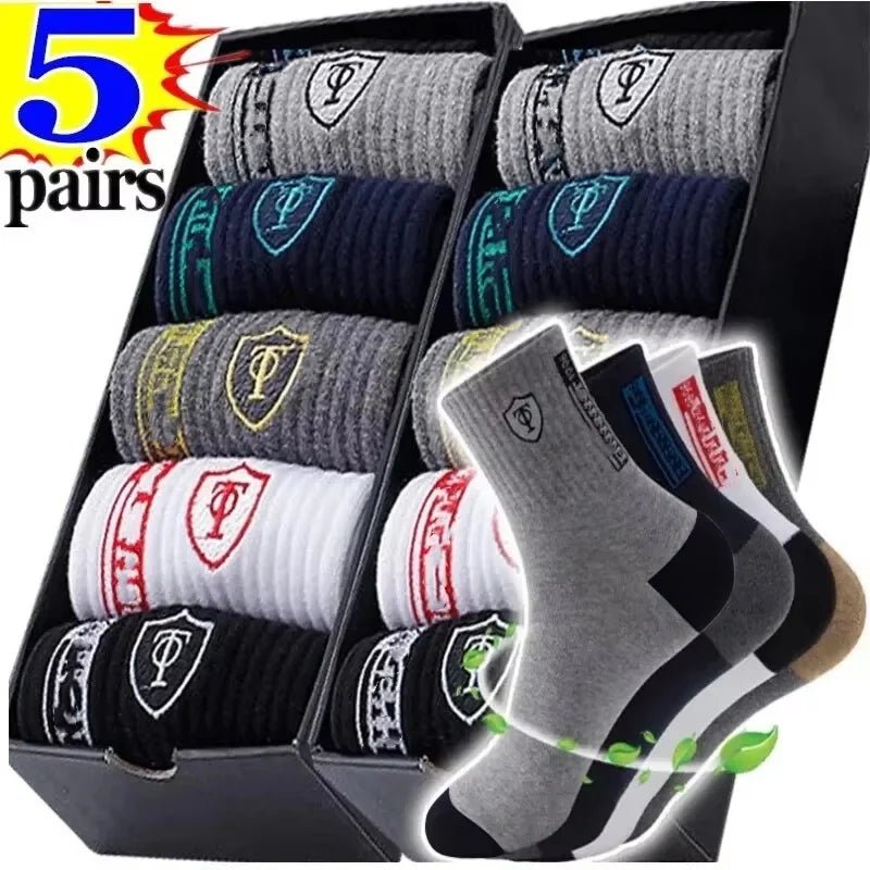 10pairs Breathable Cotton Sports Stockings Men Bamboo Fiber Autumn and Winter Men Socks Sweat Absorption Deodorant Business Sox - flohmarkt-deutschland.shop