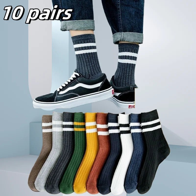 10pairs Breathable Cotton Sports Stockings Men Bamboo Fiber Autumn and Winter Men Socks Sweat Absorption Deodorant Business Sox - flohmarkt-deutschland.shop
