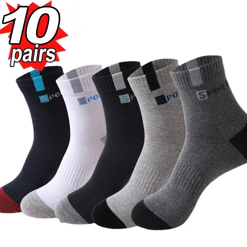 10pairs Breathable Cotton Sports Stockings Men Bamboo Fiber Autumn and Winter Men Socks Sweat Absorption Deodorant Business Sox - flohmarkt-deutschland.shop