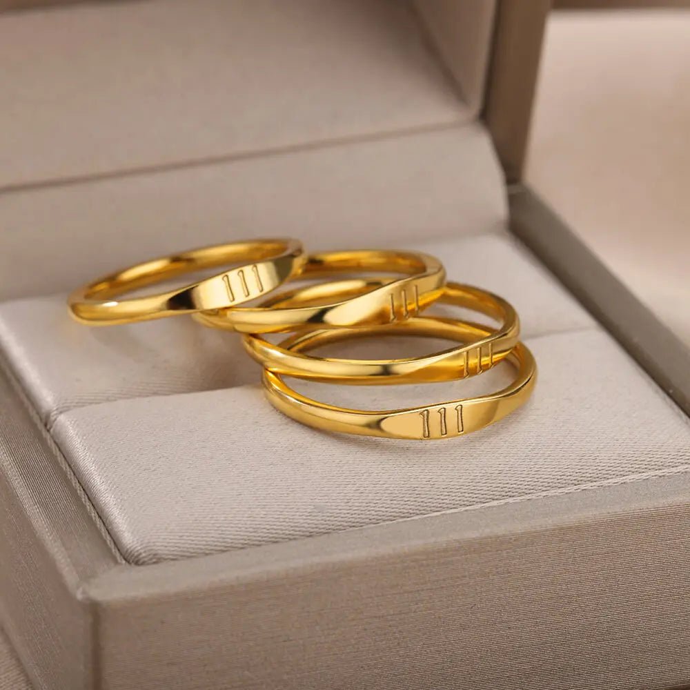 11:11 Engelszahl Ringe für Frauen Vergoldet Glück Edelstahl Ring Vintage Hochzeit Ästhetischen Schmuck Geschenk anillos mujer - flohmarkt-deutschland.shop