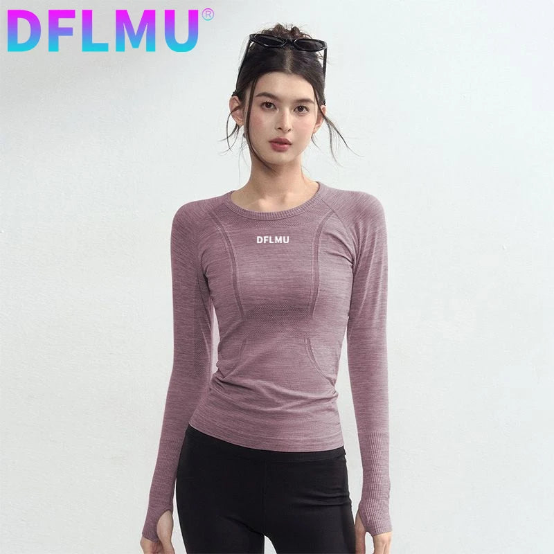 Women Quick-drying Breathable Tight-fitting Yoga Clothes Soft Running Sports Long-sleeved Tops Training Fitness T-shirts