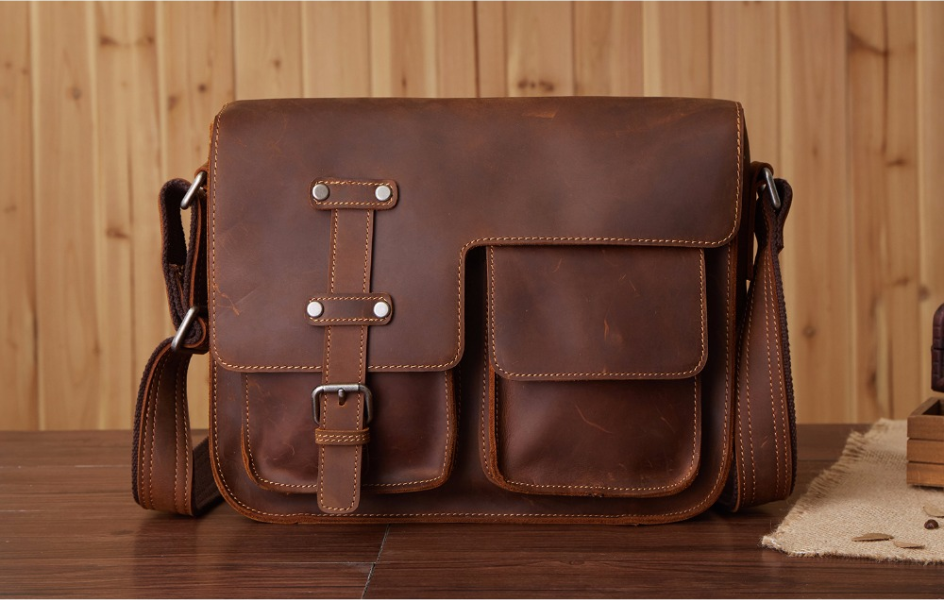 Men's Leather Shoulder Bag - Business Messenger Bag