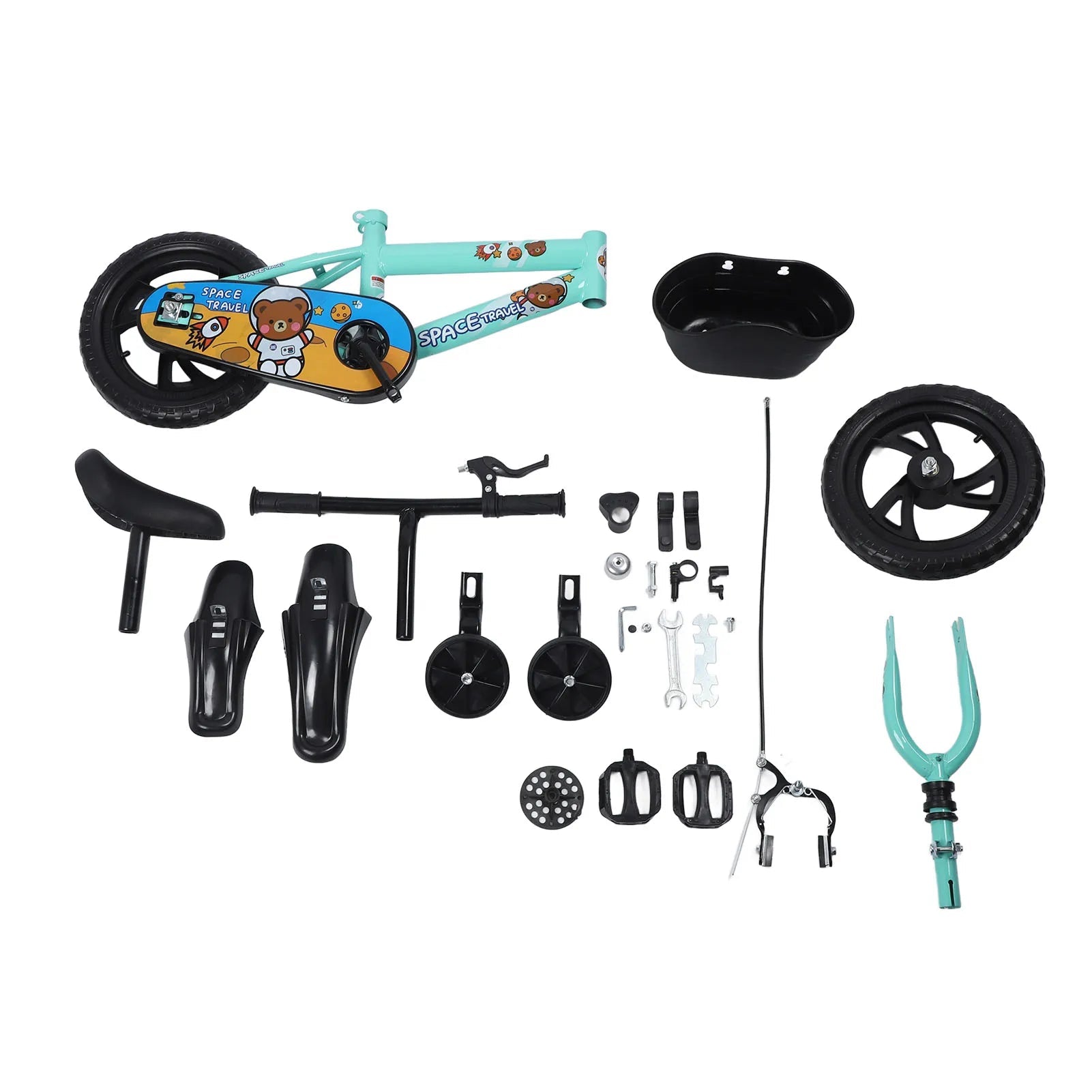 12-Zoll-Kinderfahrrad, stabiles Reiten, Rahmen aus Kohlenstoffstahl, Babyfahrrad mit Stützrädern für Kinder im Alter von 2 bis 6 Jahren - flohmarkt-deutschland.shop