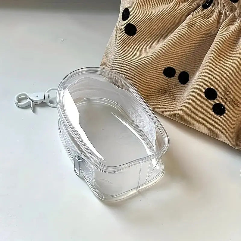 Portable Mini Clear Zipper Storage Bag - Space-Saving Organizer for Earphones & Chargers, Versatile with Handy Keychain Loop