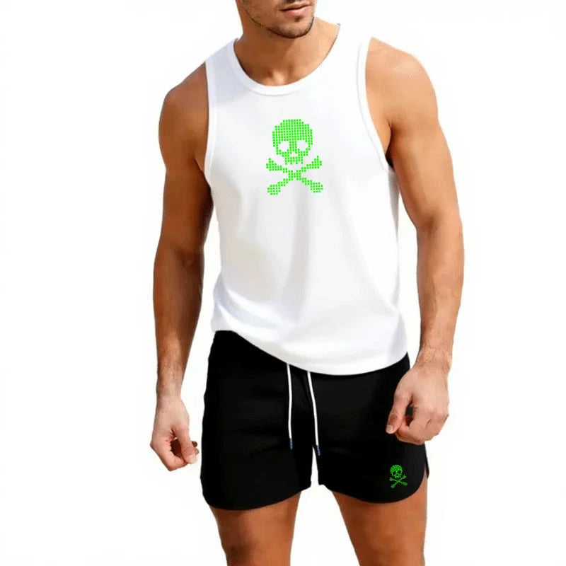 Fitness loose men tank top  sleeveless t-shirt suit fitness clothes basketball training vest men sport undershirt suit