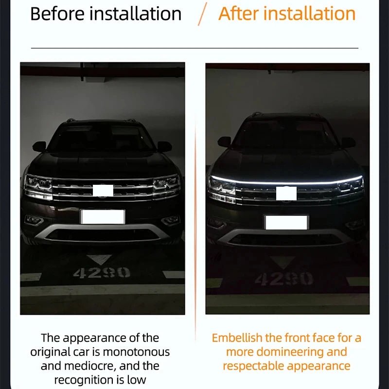 150cm LED Daytime Running Light Scan Starting Car Hood Decorative Lights DRL Auto Engine Hood Guide Decorative Ambient Lamp 12V - flohmarkt-deutschland.shop