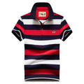 Men's Summer Striped Polo Shirt - Slim Fit Business Tee
