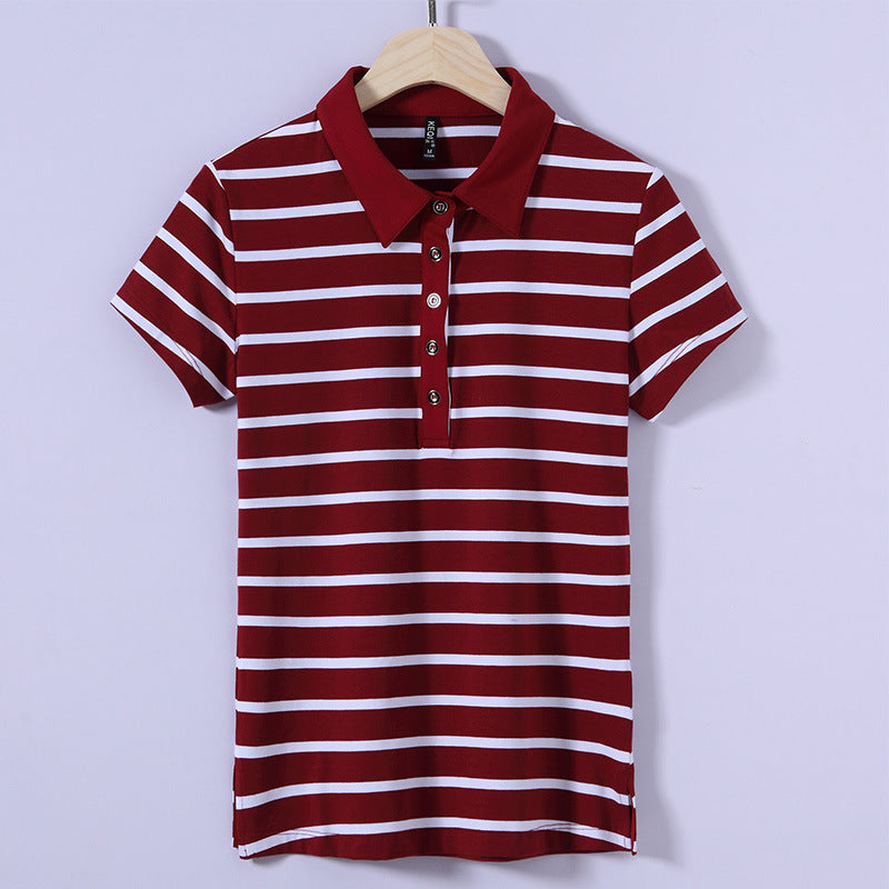 2020 Fashionable Striped Korean Style Short Sleeve T-Shirt