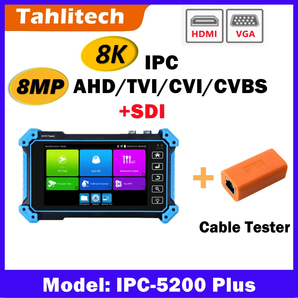 CCTV Tester IP camera ahd mini monitor 4k HDMI VGA IPC tester CCTV poe portable monitor cftv camera cable testing ONVIF PTZ