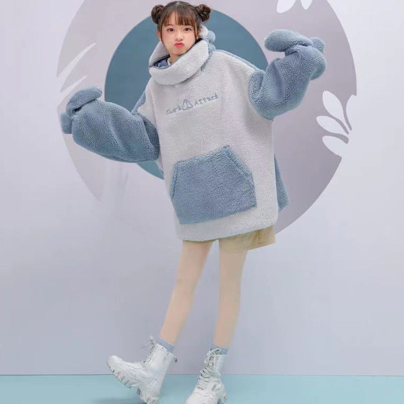 Shark Hoodie Couples Winter Fleece Jacket for Comfort