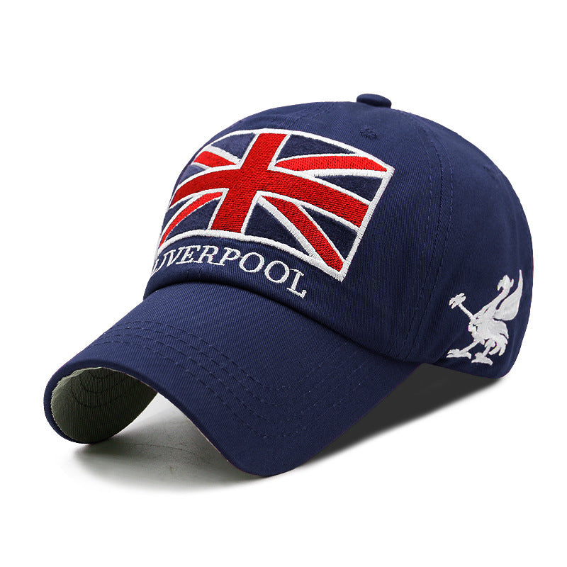 Korean Style Cotton Baseball Cap with Embroidered Flag