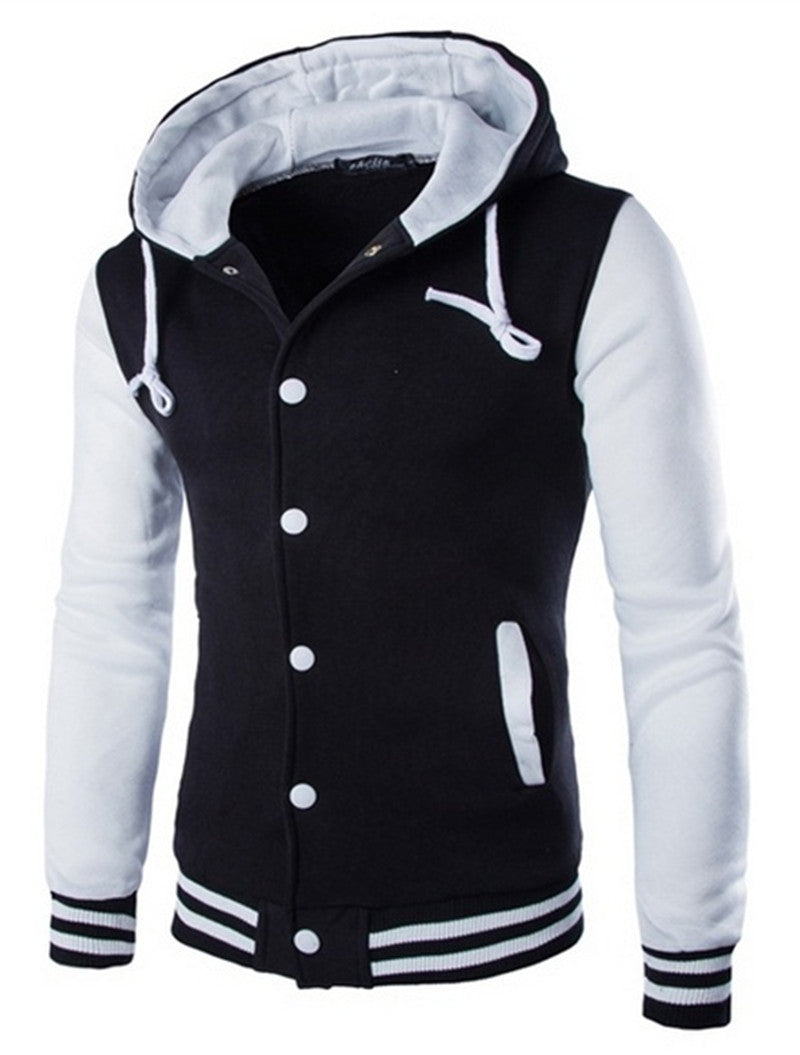 WISH Men's Slim Fit Hooded Baseball Jacket