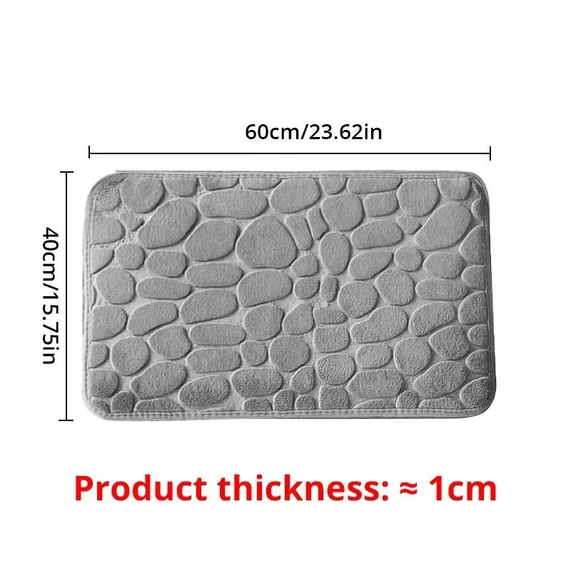 1pc Memory Foam Embossed Velvet Carpet Bathroom Living Room Non-Slip Mat Cobblestone Floor Mat Home Furnishings - flohmarkt-deutschland.shop
