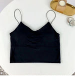 1pc Women Sexy Solid Color Camisole Ice Silk Tube Seamless Sports Tank Top Wireless Underwear Padded Bra Bralette Vest - flohmarkt-deutschland.shop