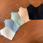 1pc Women Sexy Solid Color Camisole Ice Silk Tube Seamless Sports Tank Top Wireless Underwear Padded Bra Bralette Vest - flohmarkt-deutschland.shop