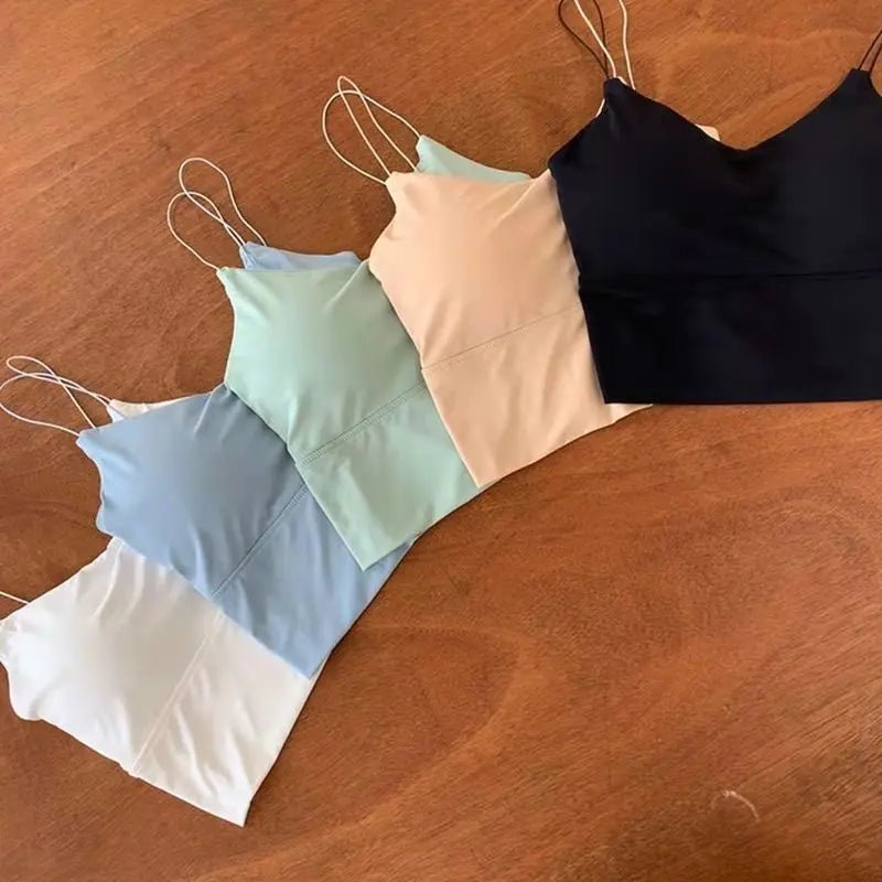 1pc Women Sexy Solid Color Camisole Ice Silk Tube Seamless Sports Tank Top Wireless Underwear Padded Bra Bralette Vest - flohmarkt-deutschland.shop