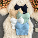 1pc Women Sexy Solid Color Camisole Ice Silk Tube Seamless Sports Tank Top Wireless Underwear Padded Bra Bralette Vest - flohmarkt-deutschland.shop