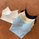 1pc Women Sexy Solid Color Camisole Ice Silk Tube Seamless Sports Tank Top Wireless Underwear Padded Bra Bralette Vest - flohmarkt-deutschland.shop