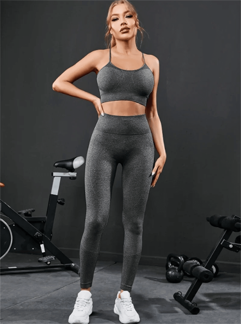 2 Pieces Women's Tracksuit Seamless Yoga Set Workout Sportswear Gym Clothing High Waist Leggings Fitness Sports Suits - flohmarkt-deutschland.shop